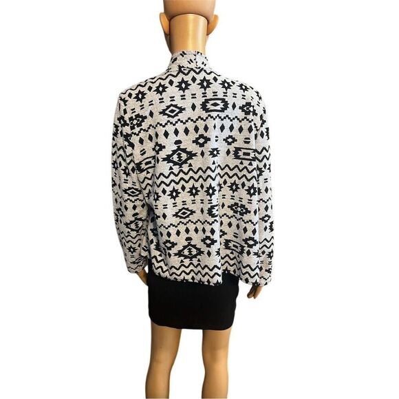 Ruby Rd. Women's PXL Black Geometric Open Front Knit Cardigan Sweater - Picture 4 of 5